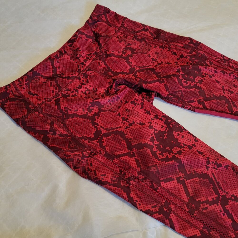 Lululemon Athletica Red and Black Leggings with Snakeskin Print